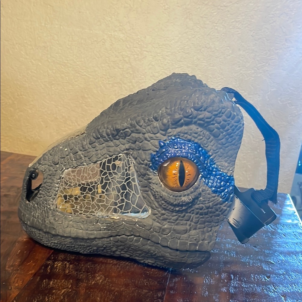Gray and Blue velociraptor Mask-electronic